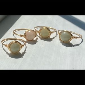 Wire wrapped glass bead rings - handmade statement